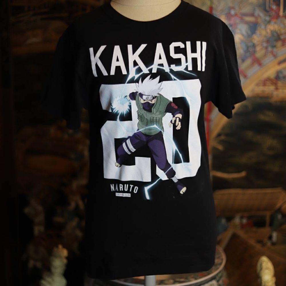 Small Naruto Shippuden Kakashi Anime Black Tee Tshirt